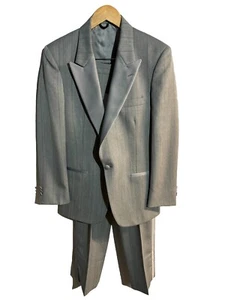 Christian Dior Monsieur Sz 37 R Gray Striped Wool Mens Tuxedo Single Button - Picture 1 of 17