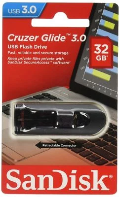 32GB SanDisk Cruzer Glide USB 3.0 Flash Drive Super Fast Genuine Sealed Pack - Image 1 of 2