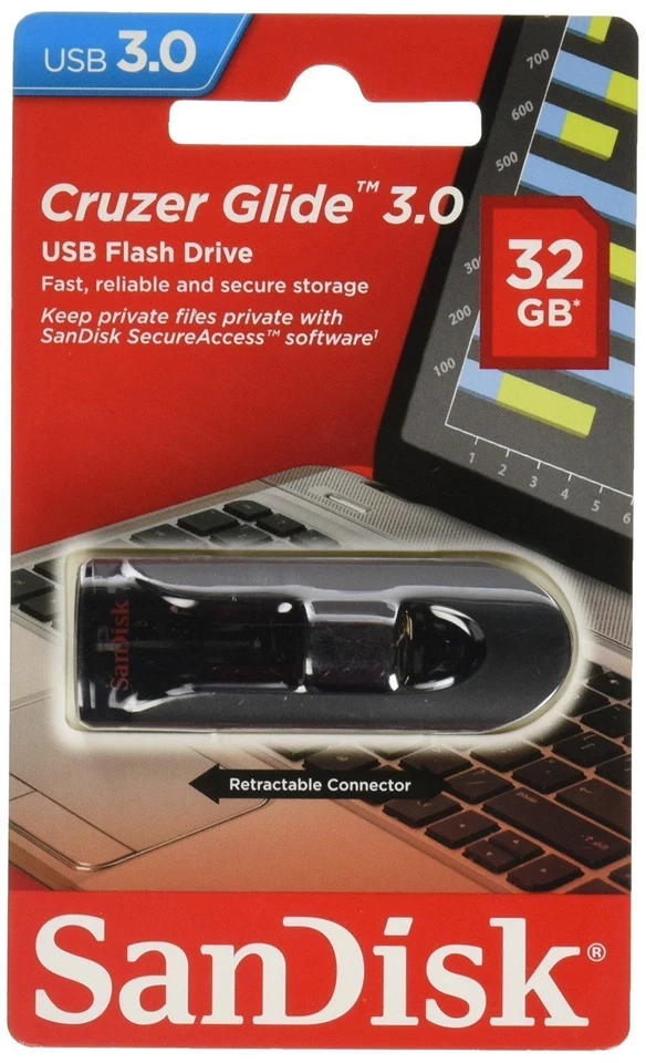 32GB SanDisk Cruzer Glide USB 3.0 Flash Drive Super Fast Genuine Sealed Pack - Image 1 of 2