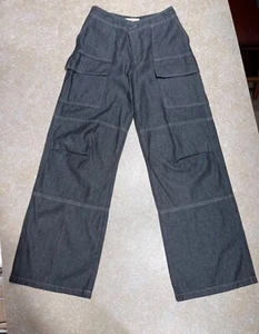 Solitaire Pants wide leg light denim  black 6 pockets  XS ADORABLE! - Picture 1 of 12