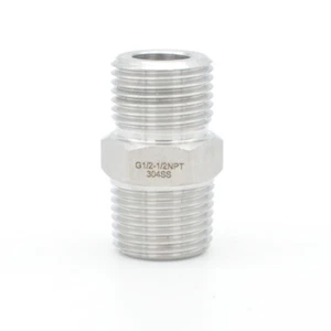 1/2" NPT to 1/2" BSPP Male Thread Stainless Steel 304 Adapter Coupler Fitting - Picture 1 of 4