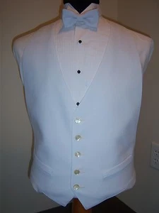 NEW Solid White 5 Button Formal Vest and Bow tie option - Men's Medium Fits most - Picture 1 of 7