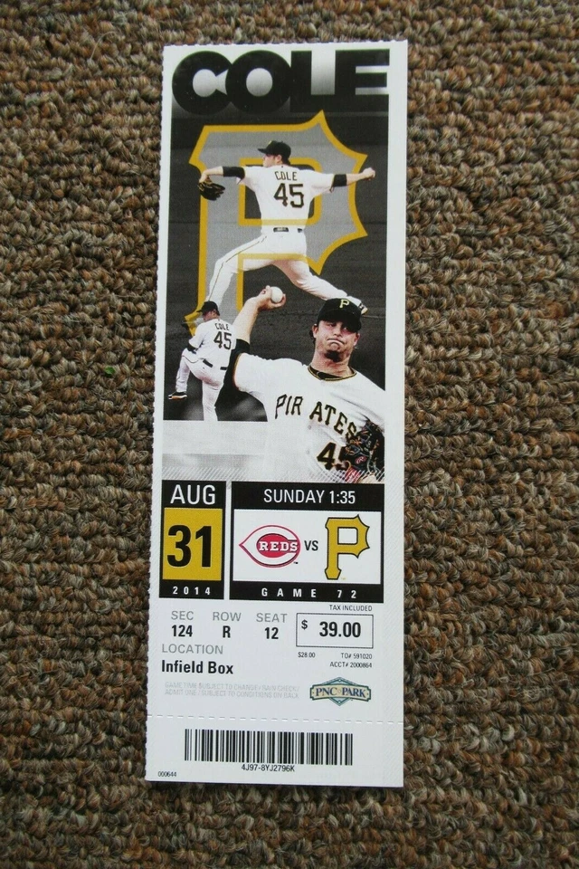 PITTSBURGH PIRATES VS REDS 8/31/2014 FULL TICKET ~ CHRIS HEISEY (2 HRs)  Foto 1 de 1