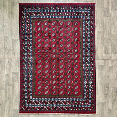 304 x 206cm Vintage Handmade Afghan Carpet Aqcha Large Red Oriental Wool Rug - Image 1 of 4