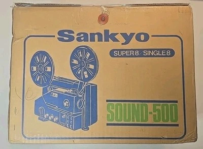 ¡NUEVO! Proyector de película de sonido vintage Sankyo Sound 500 mono Super 8 caja abierta nuevo en caja Foto 1 de 2