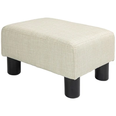 Small Beige Cube Ottoman Foot Rest & Stool for Living Room - Image 1 of 4