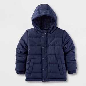 Toddler Heavyweight Puffer Jacket - Cat & Jack Navy Blue 4T - Picture 1 of 3