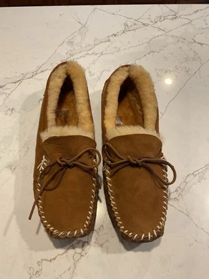 DULUTH Trading Co. Suede Leather Shearling Lined Moccasins 14 NEW - Image 1 of 4
