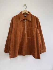 Giacca camicia mezza zip LQQK Studio velluto a coste arancione ruggine taglia L balena larga - Foto 1 di 6