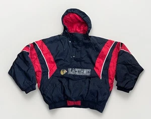 Vintage STARTER Chicago Blackhawks Pullover Puffer Jacket 90s Herren L **LESEN** - Bild 1 von 9