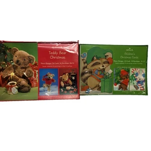 Biglietti di auguri di Natale vintage Hallmark orsacchiotto procione coniglio nuovi 39 biglietti - Foto 1 di 10