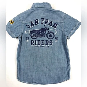 ETIQUETA DE PRODUCTOS CLASIFICADOS POR H&M Camisa a Presión Chambray Moto Bikercore Pearl para Niños 7-8 - Imagen 1 de 8