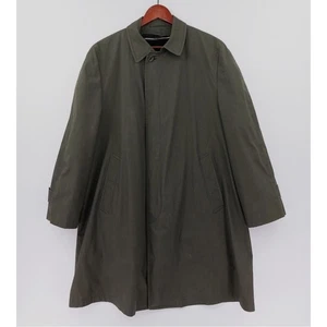 VTG London Fog Trench Coat Mens 42 Short Green Alpaca Mohair Overcoat 50s - Picture 1 of 23