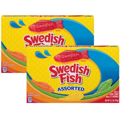 Swedish Fish Assorted Candy 2 Pack Soft Chewy 99g Theatre Box Fat Free American - Image 1 of 4