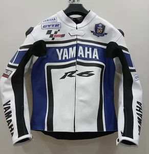 Yamaha Racing Motorbike Leather Jacket New Yamaha R6 Motorcycle Biker Jacket - Picture 1 of 5
