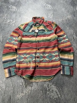 Ralph Lauren Double RLL 1940-s Style Striped Serape Blanket Western Aztec Shirt - Image 1 of 4