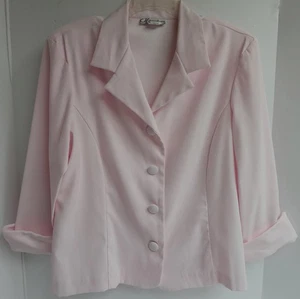Dressbarn Blazer Damen groß rosa Knopfleiste Revers Stretch 3/4 Länge USA - Bild 1 von 5