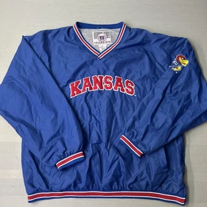 Vintage Kansas Jayhawks Windbreaker Jacket Men’s Size L Pullover Pockets KU - Bild 1 von 9