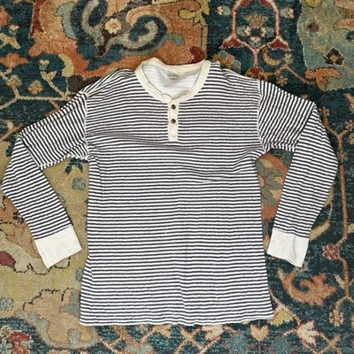 LL Bean River Driver's Striped Wool Blend Thermal Henley Long Sleeve Shirt Sz L - Image 1 of 4