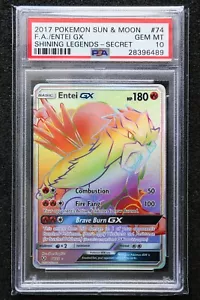 2017 Pokemon Sun & Moon Shining Legends Secret Rare Entei GX PSA 10 GEM MINT - Picture 1 of 2