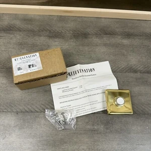 Rejuvenation Doorbell Button Lacquered Brass Square Mid Century NIB - Picture 1 of 7