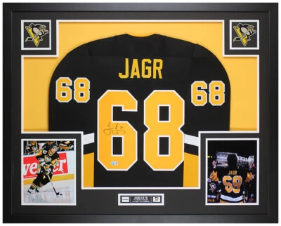 Jersey Jaromir Jagr Autografiado y Enmarcado Negro Pittsburgh Auto Beckett Certificado de Autenticidad Foto 1 de 4