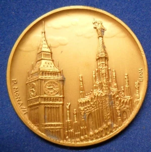 London Milan Chamber of Commerce Italy Medallion Big Ben & Duomo di Milano 1965 - Picture 1 of 8