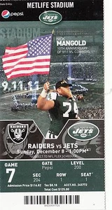 2013 NEW YORK JETS VS OAKLAND RAIDERS TICKET STUB 12/8/13 NICK MANGOLD - Picture 1 of 1