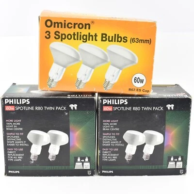 4x Philips Spotline R80 E27 / ES 60W & 2x Other Omicron Osram Incandescent Bulbs - Image 1 of 4