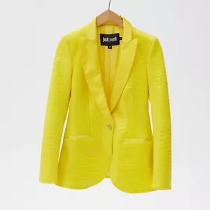 Just Cavalli Snake Pattern Yellow Blazer Jacket Size S - Picture 1 of 8