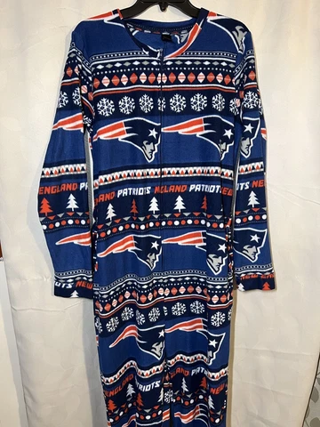 NFL Team Apparel New England Patriots Adult Medium One Piece Footed Pajamas-EUC Cover
