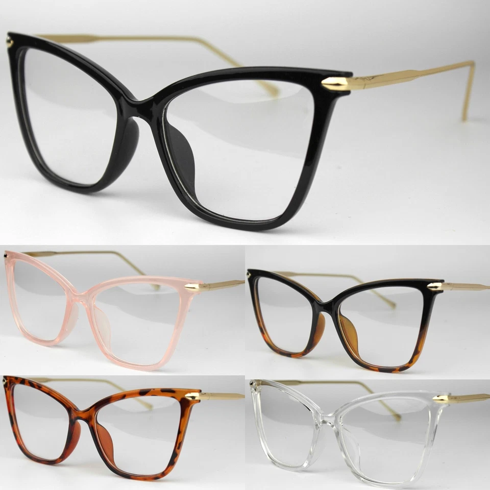Large Clear Lens Cat Eye Fashion Glasses Women's 50s Vintage Retro  - Image 1 of 1
