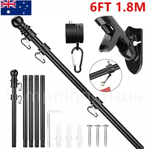 6FT Telescoping Flag Pole Kit Australian Flagpole Mounting Stand Stainless Steel - Picture 1 of 13