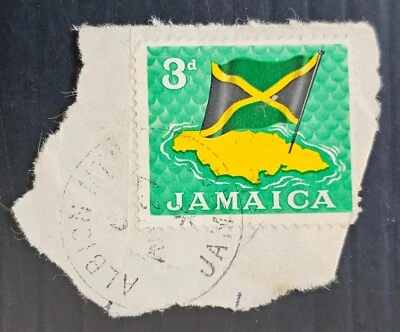 c. 1964 Jamaica sello 3d en pieza CD Off Position Asterisk Albion Mountain Foto 1 de 2