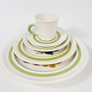 Vintage Franziskaner Blumen Steingut 5 Stück Gedeck Teller Tasse & Untertasse - Bild 1 von 10