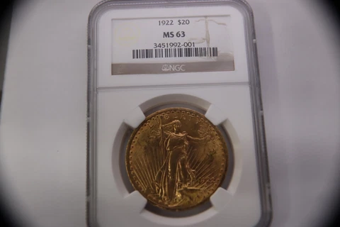 1922 MS63 No Mint USA 20 Dollar Double Eagle Gold Coin Cover