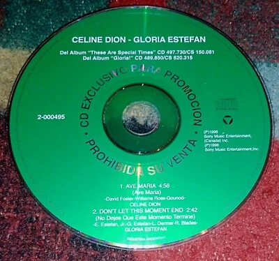 CELINE DION GLORIA ESTEFAN SPLIT PROMO CD ARGENTINA ONLY 1998 - Image 1 of 3