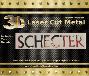Schecter Gitarre Aufkleber 3D Metall Kopfplatte Restauration Sticker Logo M80B - Bild 1 von 14