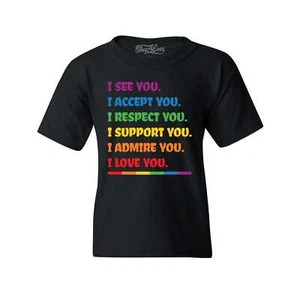 I See Accept Support Admire Love You LGBTQ Youth's T-Shirt Pride Shirts - Picture 1 of 3