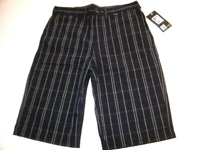 NEW Hurley sz 16 black white plaid long walking shorts boys youth - Image 1 of 2