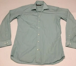Hickey Freeman Mens Sz 15.5"/39.5cm Medium Green Gingham Button Front L/S Shirt - Foto 1 di 7