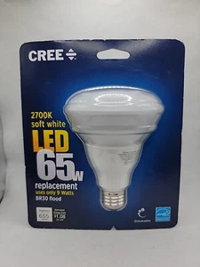 CREE 65 W / 9W LED Soft White 2700K BR30 Flood Dimmable Light Bulb - Picture 1 of 6