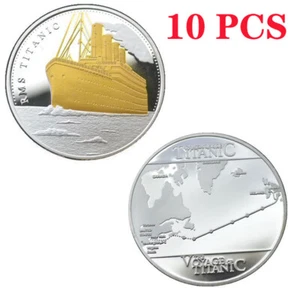 10 PIEZAS Colección de Monedas 1912 The Voyage Titanic Barco Mapa de Viaje Rms PlateadoRevestido - Imagen 1 de 11
