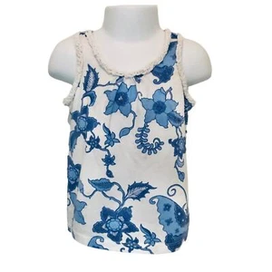 Top con volantes sin mangas azul marfil mariposa favoritos GAP Playtime para niñas 3 bebés - Imagen 1 de 2