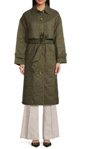 Parka DKNY Acolchada y Cinturón Aislada Longline Abrigo Dobladillo Verde Nuevo con Etiquetas XLarge - Imagen 1 de 7