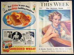 1936 Detroit News Color This Week Sunday Magazine - J. Erbit Cover Art - Picture 1 of 2