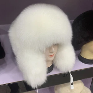 Men's Full Covered Real Fox Fur Hat Russian Ushanka Cossack Hunter Hat Warm Cap - Picture 1 of 33