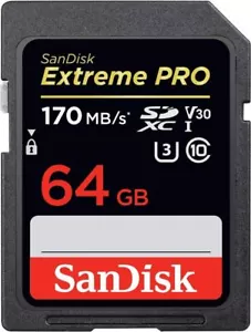 Tarjeta de memoria SanDisk Extreme PRO 64 GB SDXC hasta 170 MB/s UHS-1 Clase 10, U3, V30 - Imagen 1 de 10