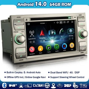 7"Android 14 Navi Autoradio Carplay DAB+DVD Ford Focus C-Max Kuga Fiesta Transit - Bild 1 von 20