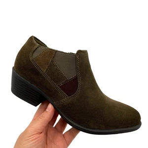 Earth Origins Womens Christine Ankle Bootie Size 7.5 Olive Suede Leather Upper - Picture 1 of 16